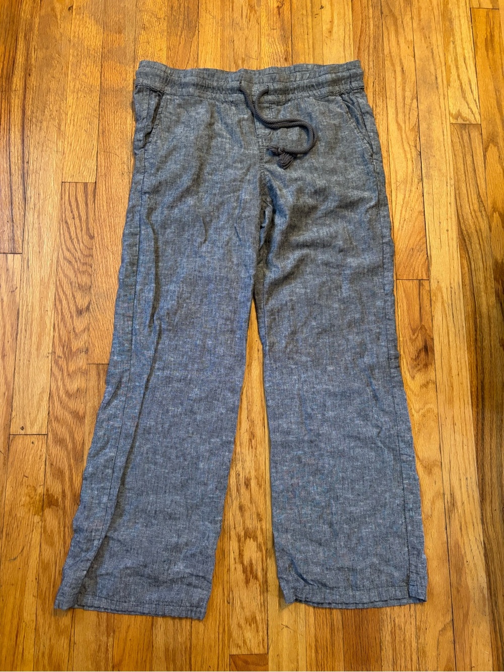 New York & Company Heather Gray Linen-Blend Waistband Pants